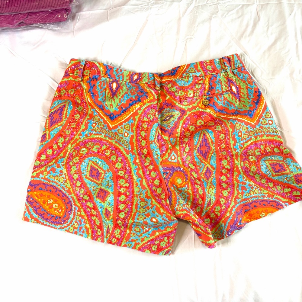 Ralph Lauren women’s Paisley Print Shorts orange pink Sz 14 cotton preppy casual - Picture 4 of 5